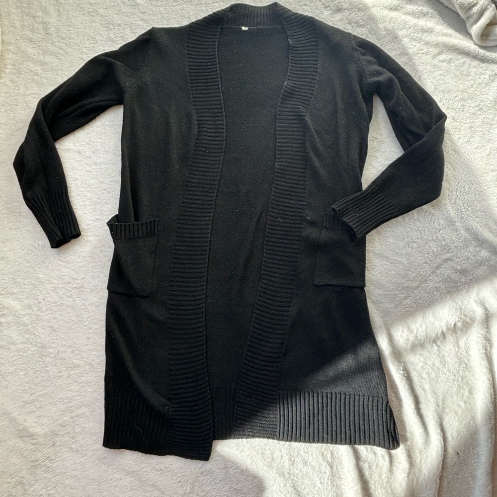 Black Open Front Cardigan